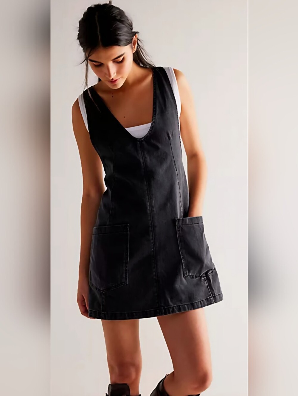 NWT FREE PEOPLE HIGH ROLLER SKIRTALL MINERAL BLACK Size L
